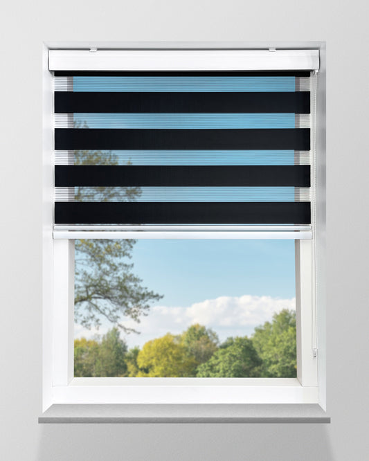 Duo Rolgordijn Lichtdoorlatend - Zwart - Op maat