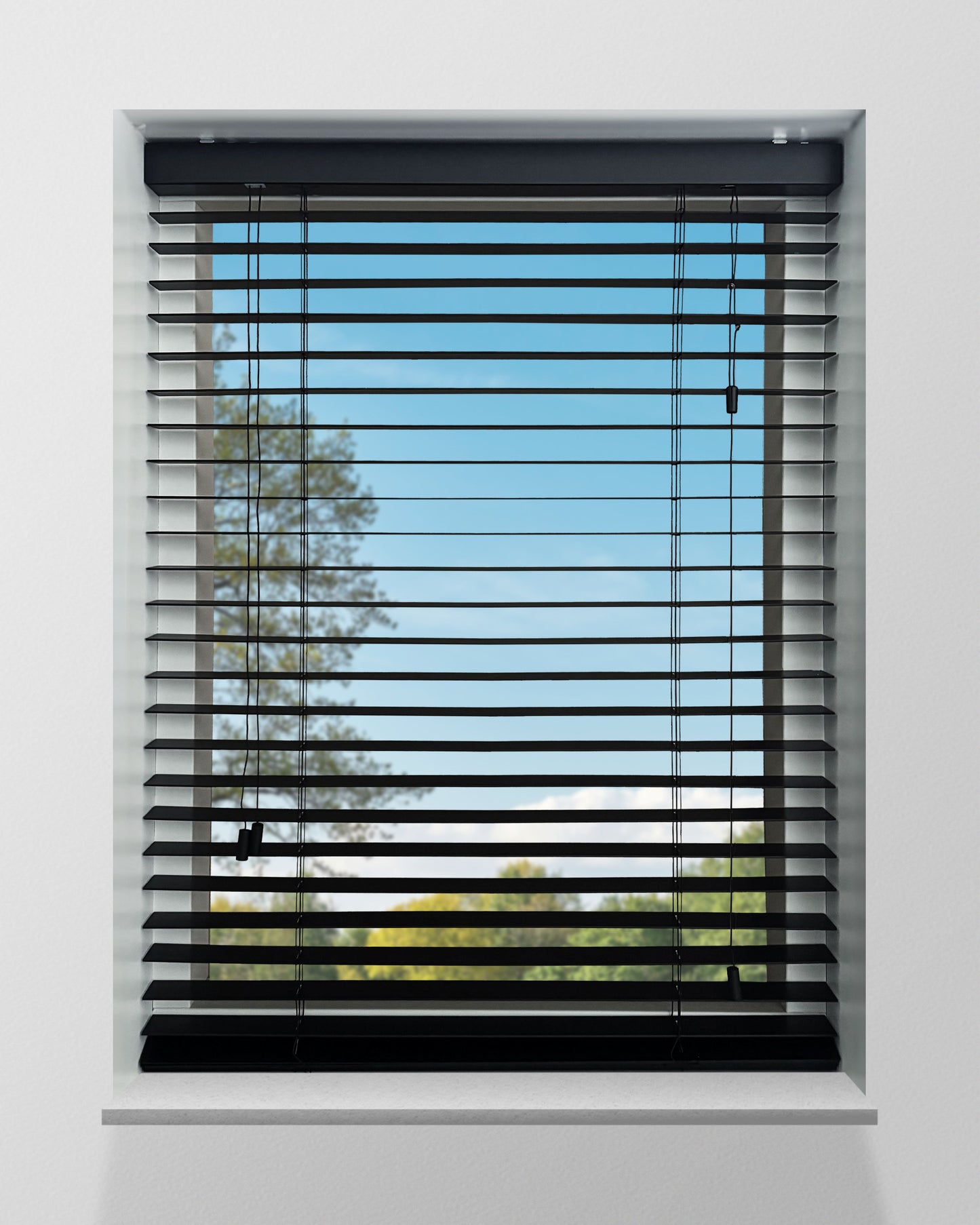 Houten Jaloezie - 50mm - Zwart - Ladderkoord