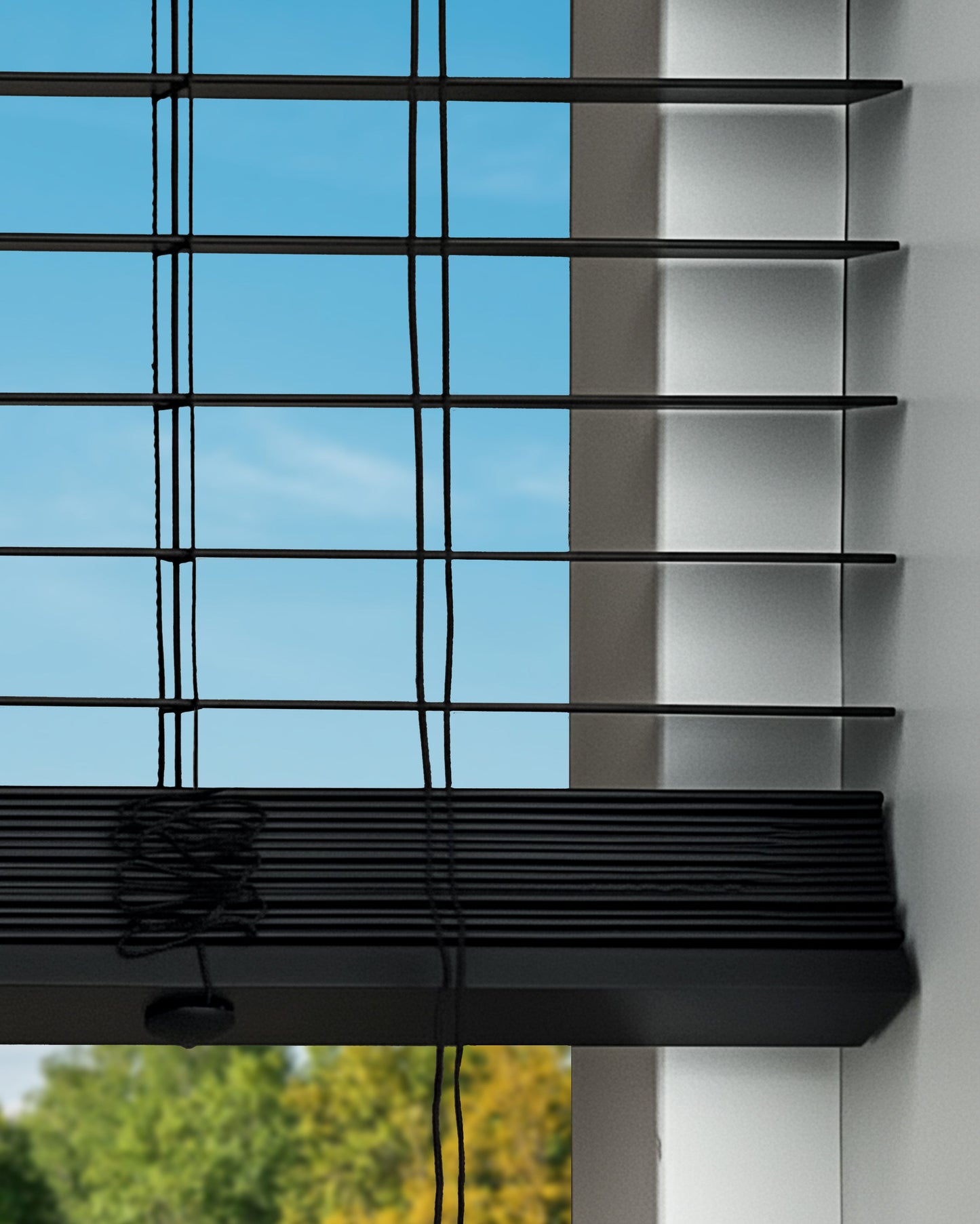 Houten Jaloezie - 50mm - Zwart - Ladderkoord