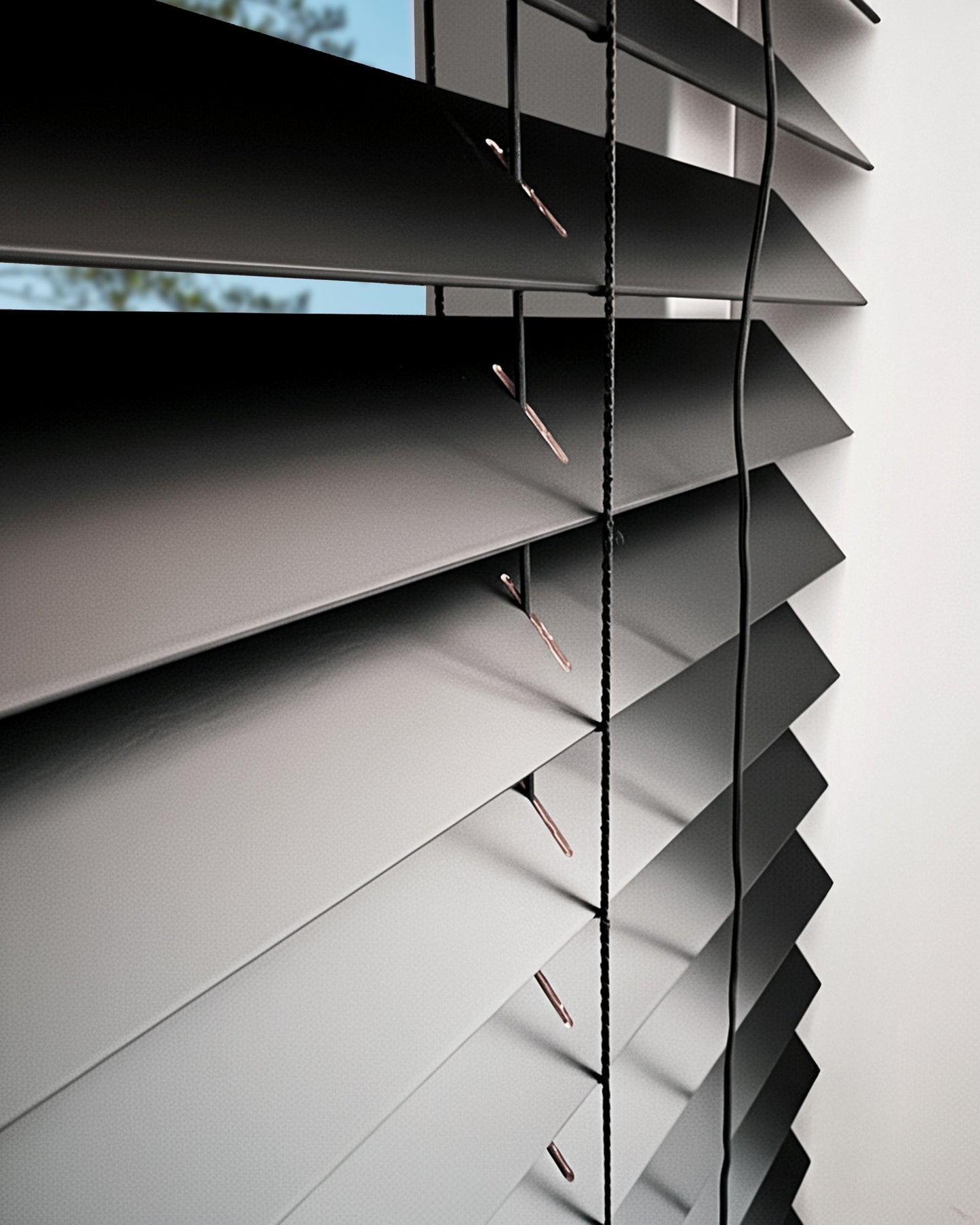 Houten Jaloezie - 50mm - Zwart - Ladderkoord